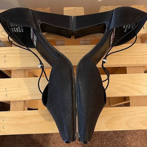 Mootsies Tootsies Halle Satin/Fabric Black Y2K Square Toe Heels Size 7.5 - Picture 8 of 11